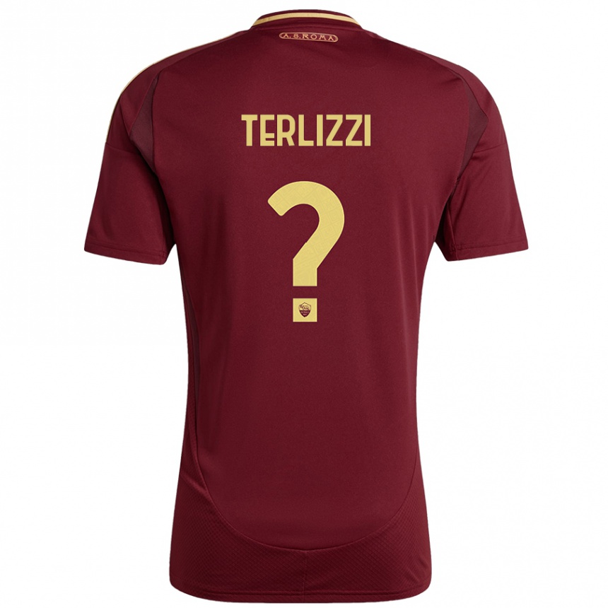 Kids Football Federico Terlizzi #0 Red Brown Gold Home Jersey 2024/25 T-Shirt Australia