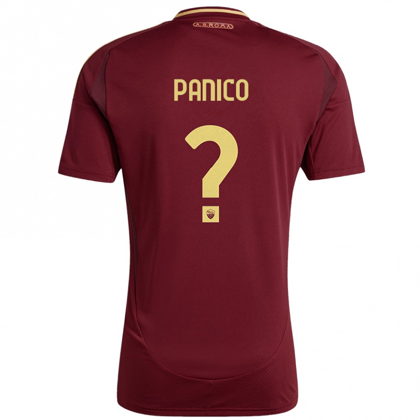 Kids Football Francesco Panico #0 Red Brown Gold Home Jersey 2024/25 T-Shirt Australia