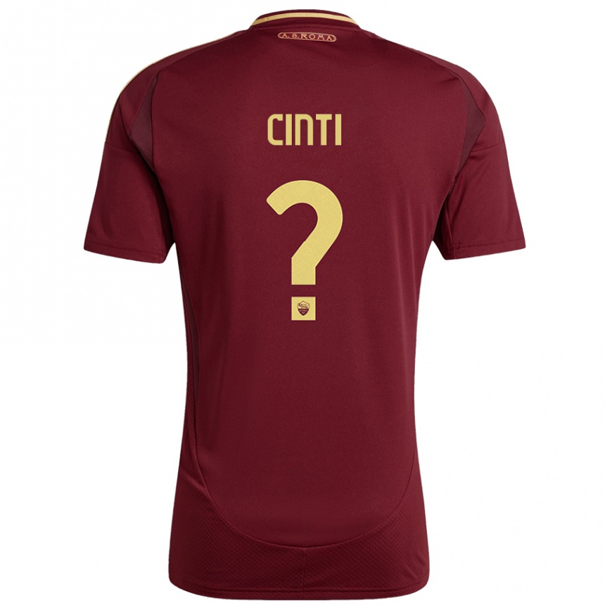 Kids Football Valerio Cinti #0 Red Brown Gold Home Jersey 2024/25 T-Shirt Australia