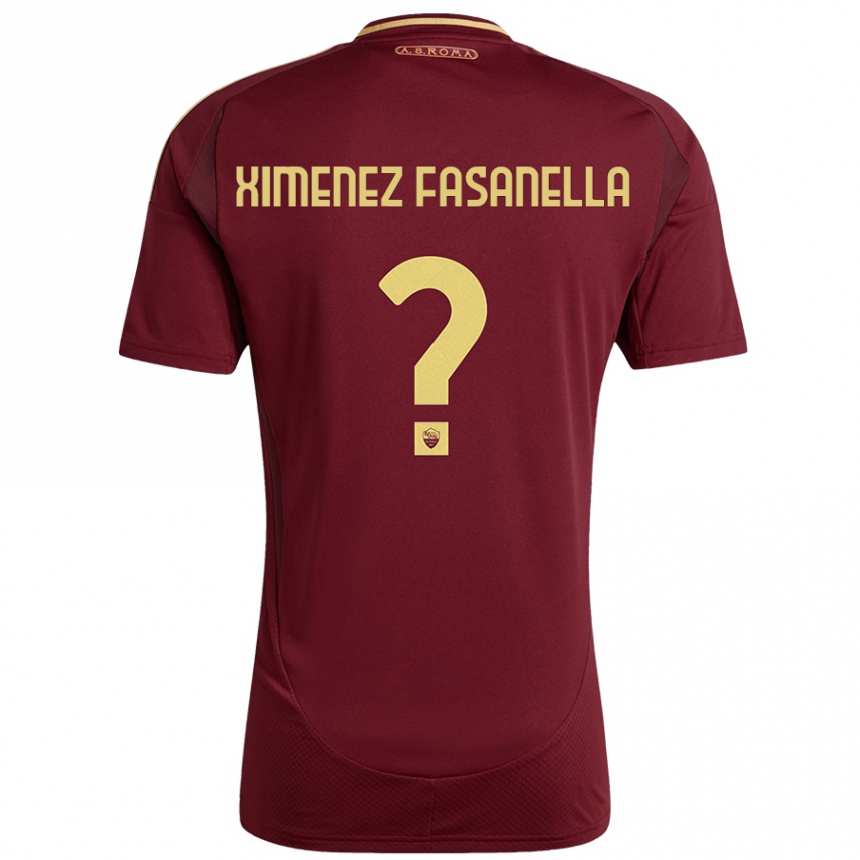 Kids Football Rafael Ximenez Fasanella #0 Red Brown Gold Home Jersey 2024/25 T-Shirt Australia