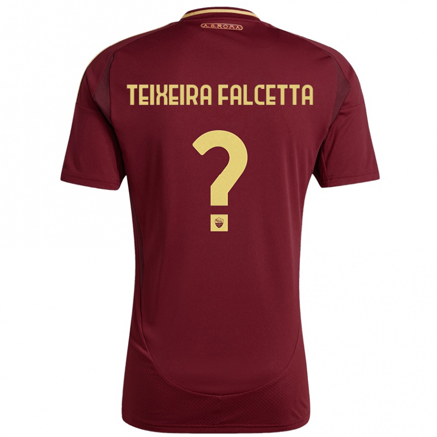 Kids Football Pietro Teixeira Falcetta #0 Red Brown Gold Home Jersey 2024/25 T-Shirt Australia