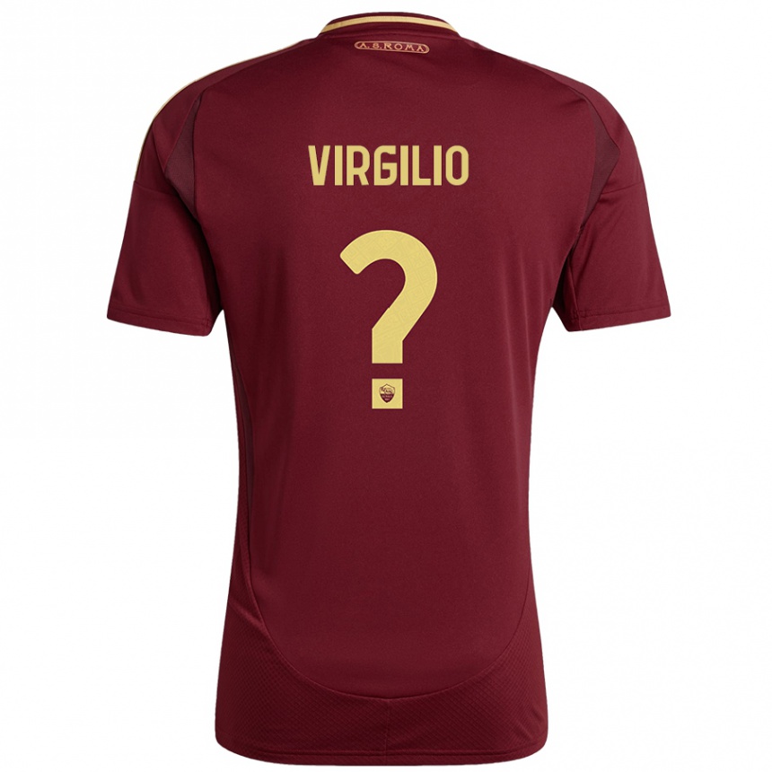 Kids Football Cristian Virgilio #0 Red Brown Gold Home Jersey 2024/25 T-Shirt Australia