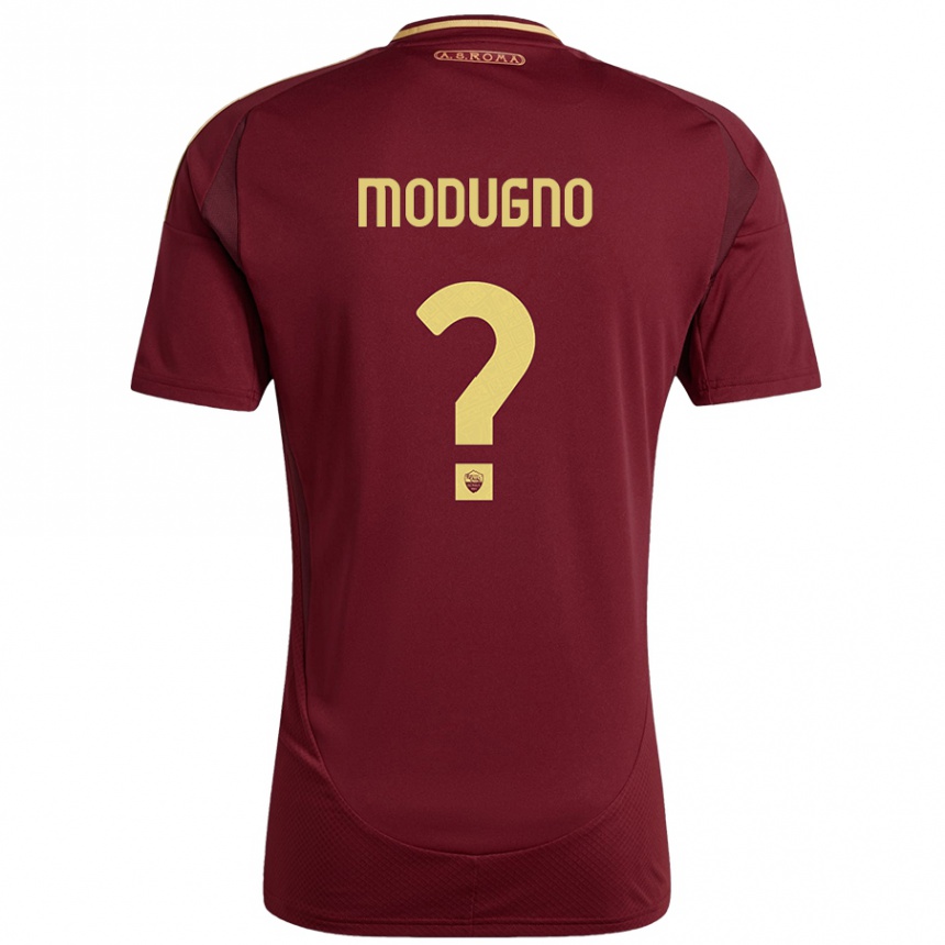 Kids Football Emanuele Modugno #0 Red Brown Gold Home Jersey 2024/25 T-Shirt Australia