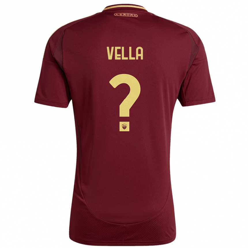 Kids Football Tancredi Vella #0 Red Brown Gold Home Jersey 2024/25 T-Shirt Australia