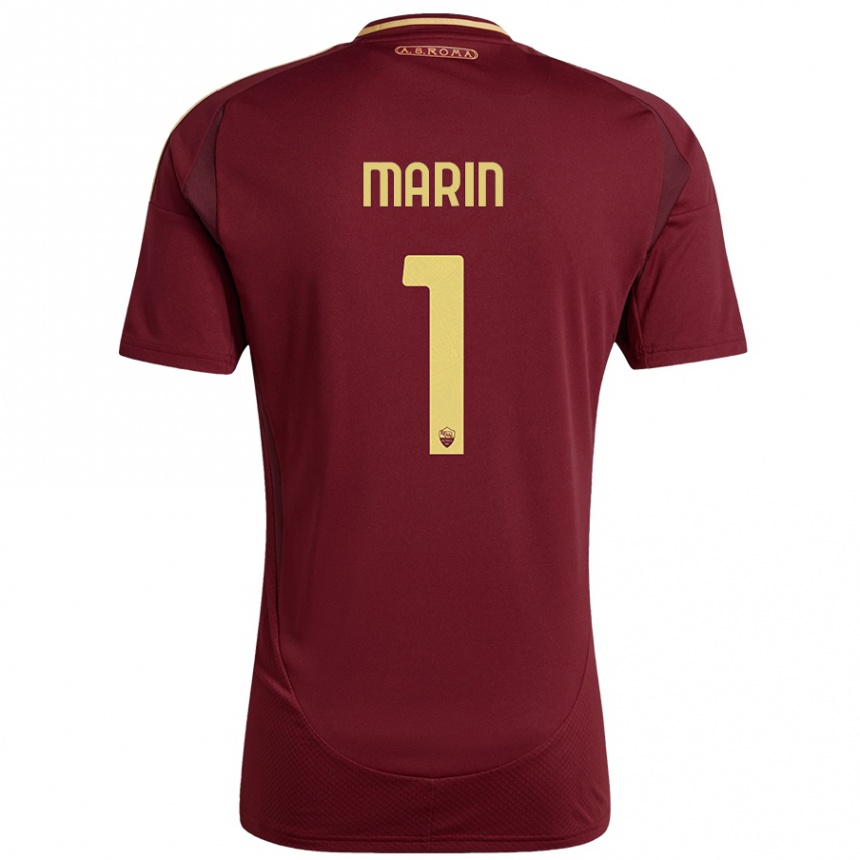 Kids Football Renato Marin #1 Red Brown Gold Home Jersey 2024/25 T-Shirt Australia