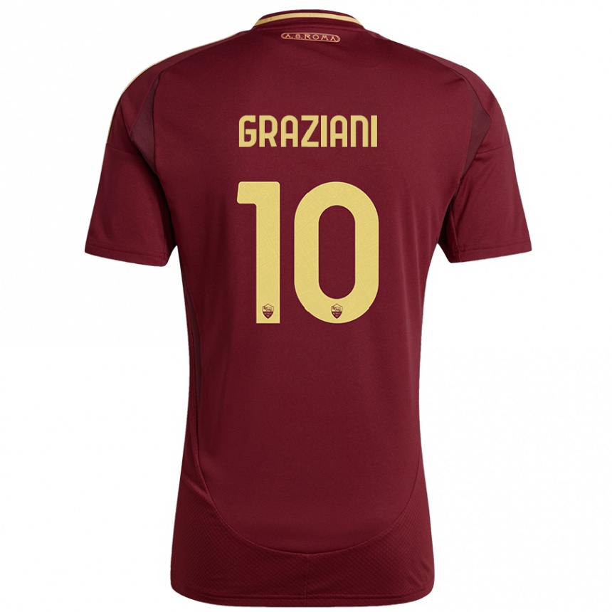 Kids Football Leonardo Graziani #10 Red Brown Gold Home Jersey 2024/25 T-Shirt Australia