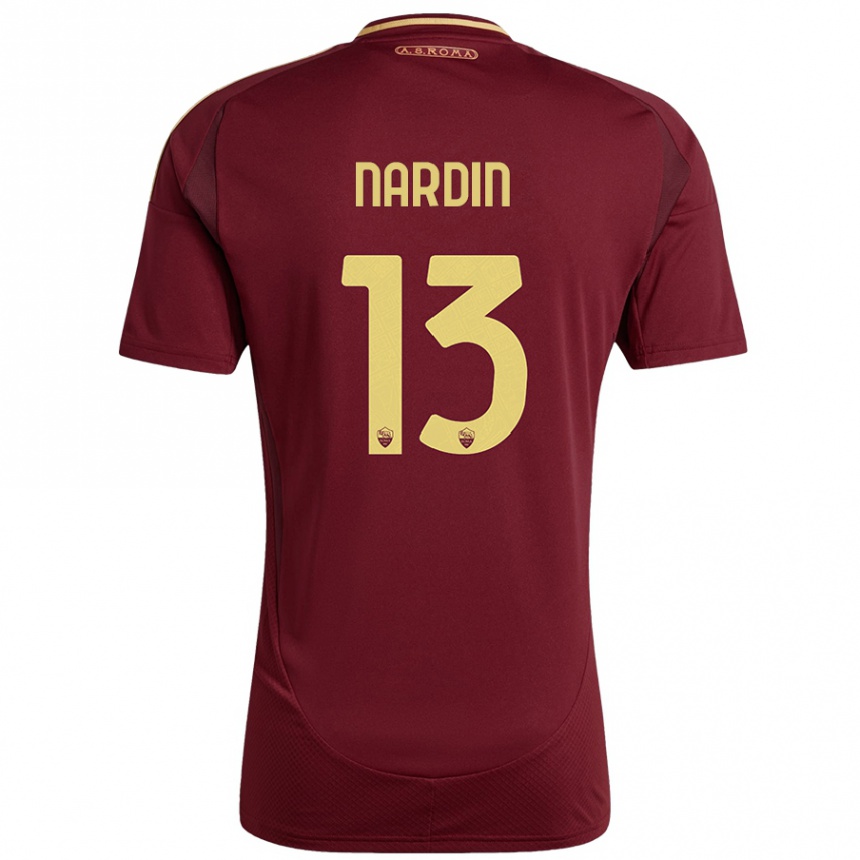 Kids Football Federico Nardin #13 Red Brown Gold Home Jersey 2024/25 T-Shirt Australia