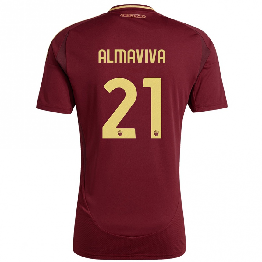 Kids Football Mattia Almaviva #21 Red Brown Gold Home Jersey 2024/25 T-Shirt Australia