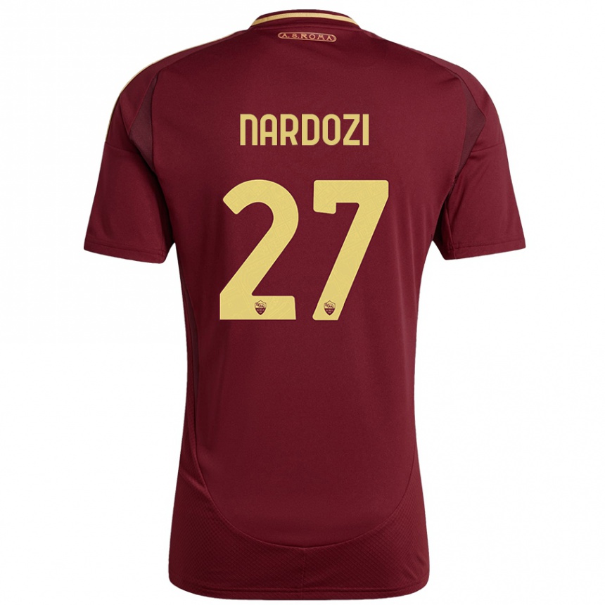 Kids Football Manuel Nardozi #27 Red Brown Gold Home Jersey 2024/25 T-Shirt Australia