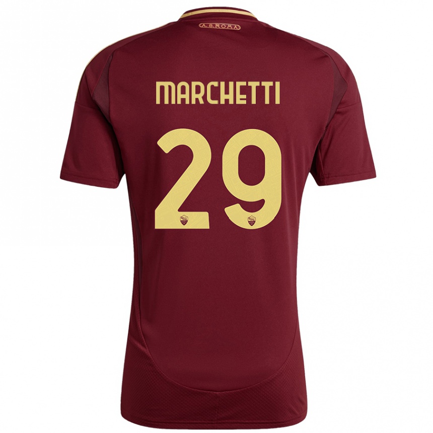 Kids Football Tommaso Marchetti #29 Red Brown Gold Home Jersey 2024/25 T-Shirt Australia