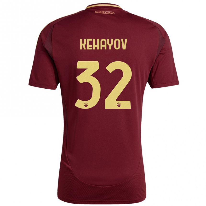 Kids Football Atanas Kehayov #32 Red Brown Gold Home Jersey 2024/25 T-Shirt Australia