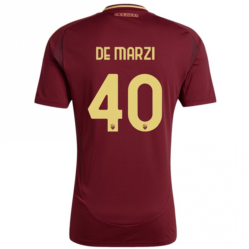 Kids Football Giorgio De Marzi #40 Red Brown Gold Home Jersey 2024/25 T-Shirt Australia