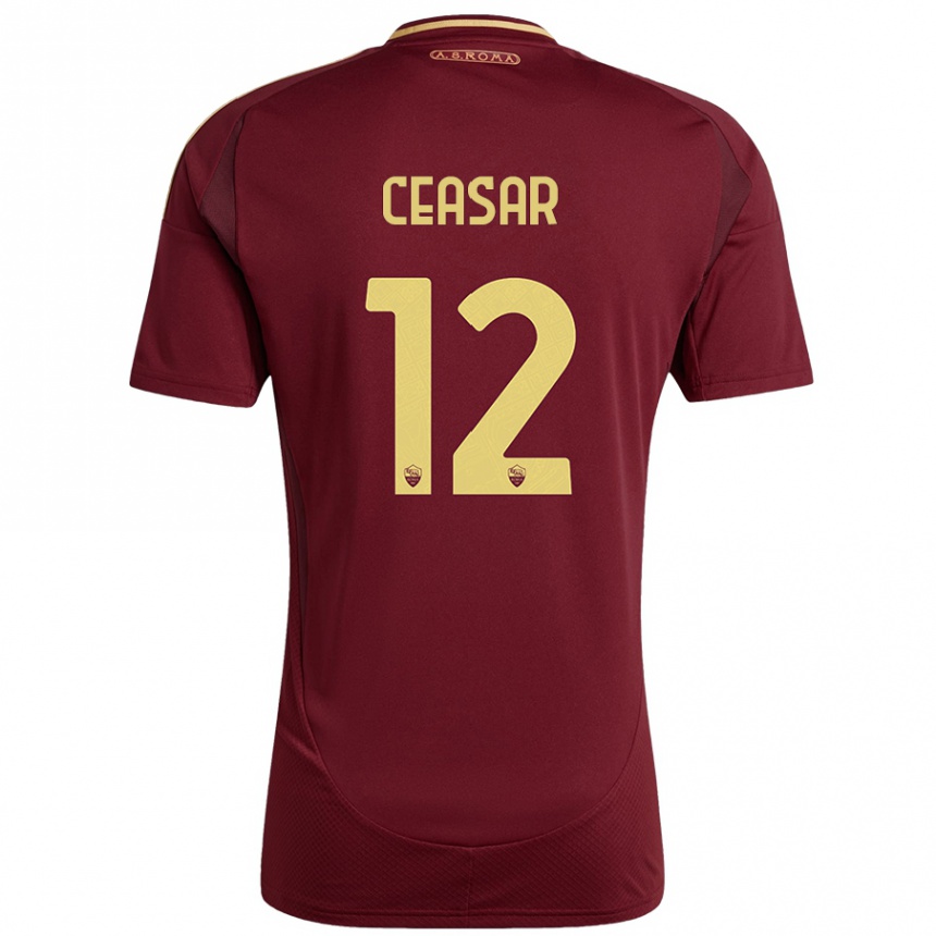 Kids Football Camelia Ceasar #12 Red Brown Gold Home Jersey 2024/25 T-Shirt Australia