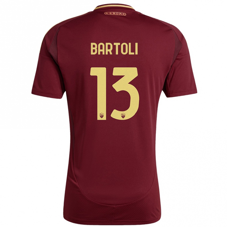 Kids Football Elisa Bartoli #13 Red Brown Gold Home Jersey 2024/25 T-Shirt Australia