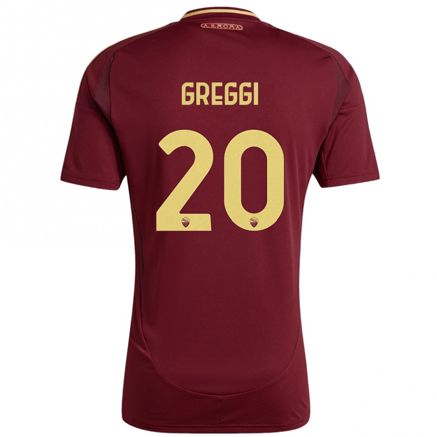 Kids Football Giada Greggi #20 Red Brown Gold Home Jersey 2024/25 T-Shirt Australia