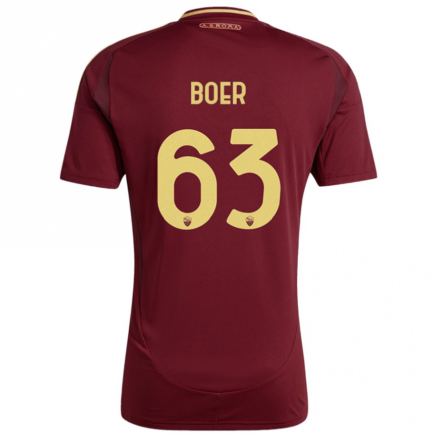 Kids Football Pietro Boer #63 Red Brown Gold Home Jersey 2024/25 T-Shirt Australia