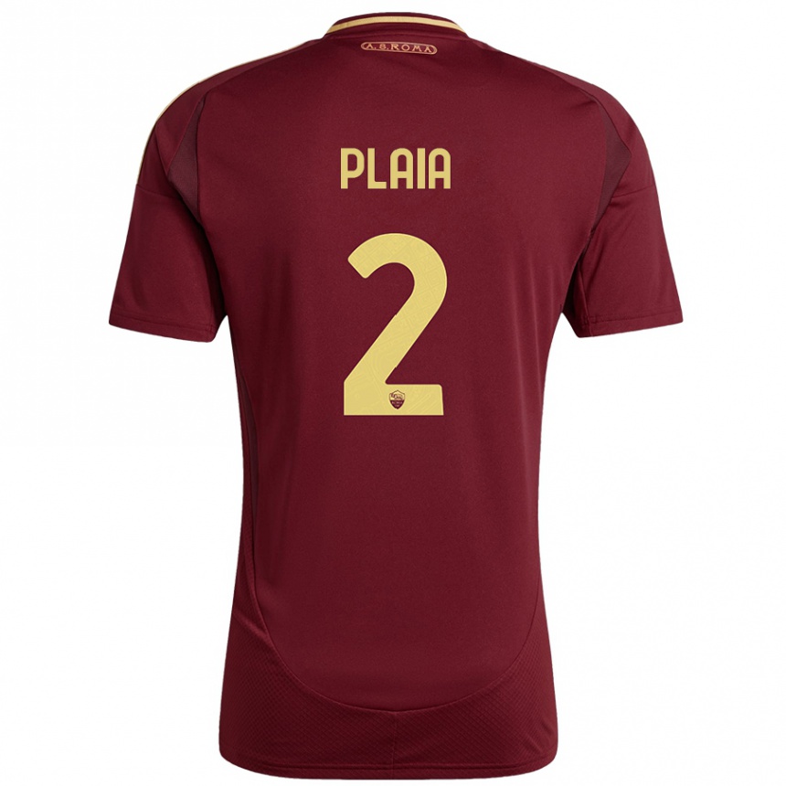 Kids Football Matteo Plaia #2 Red Brown Gold Home Jersey 2024/25 T-Shirt Australia