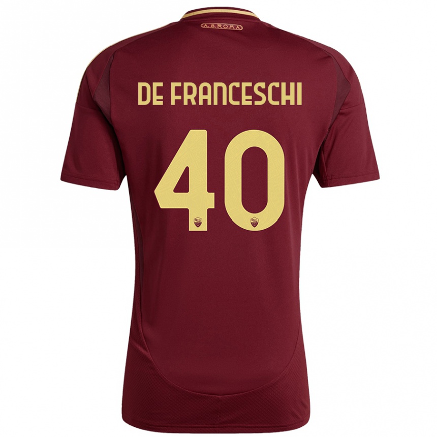 Kids Football Leonardo De Franceschi #40 Red Brown Gold Home Jersey 2024/25 T-Shirt Australia