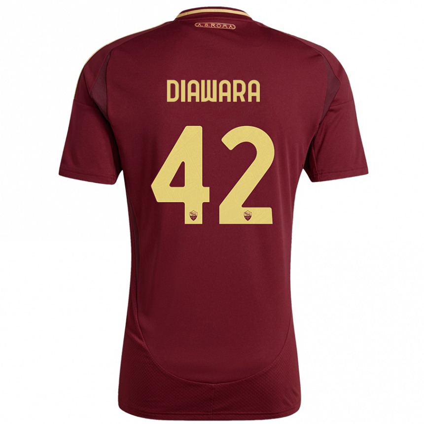 Kids Football Amadou Diawara #42 Red Brown Gold Home Jersey 2024/25 T-Shirt Australia