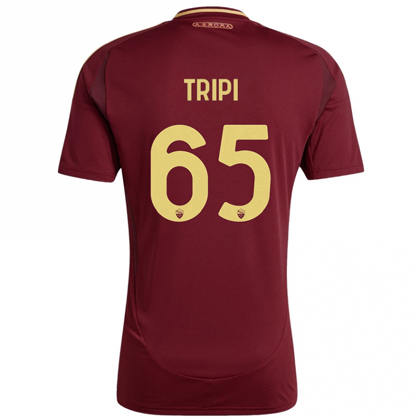 Kids Football Filippo Tripi #65 Red Brown Gold Home Jersey 2024/25 T-Shirt Australia