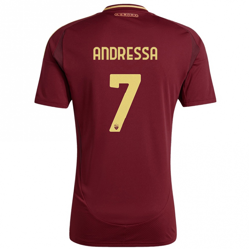 Kids Football Andressa #7 Red Brown Gold Home Jersey 2024/25 T-Shirt Australia