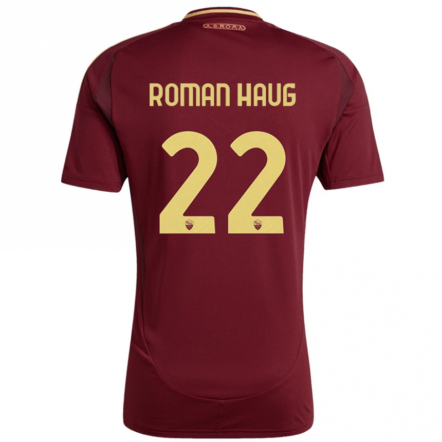 Kids Football Sophie Roman Haug #22 Red Brown Gold Home Jersey 2024/25 T-Shirt Australia