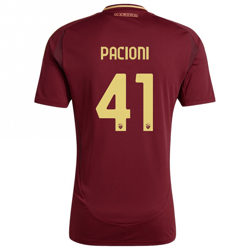 Kids Football Eleonora Pacioni #41 Red Brown Gold Home Jersey 2024/25 T-Shirt Australia