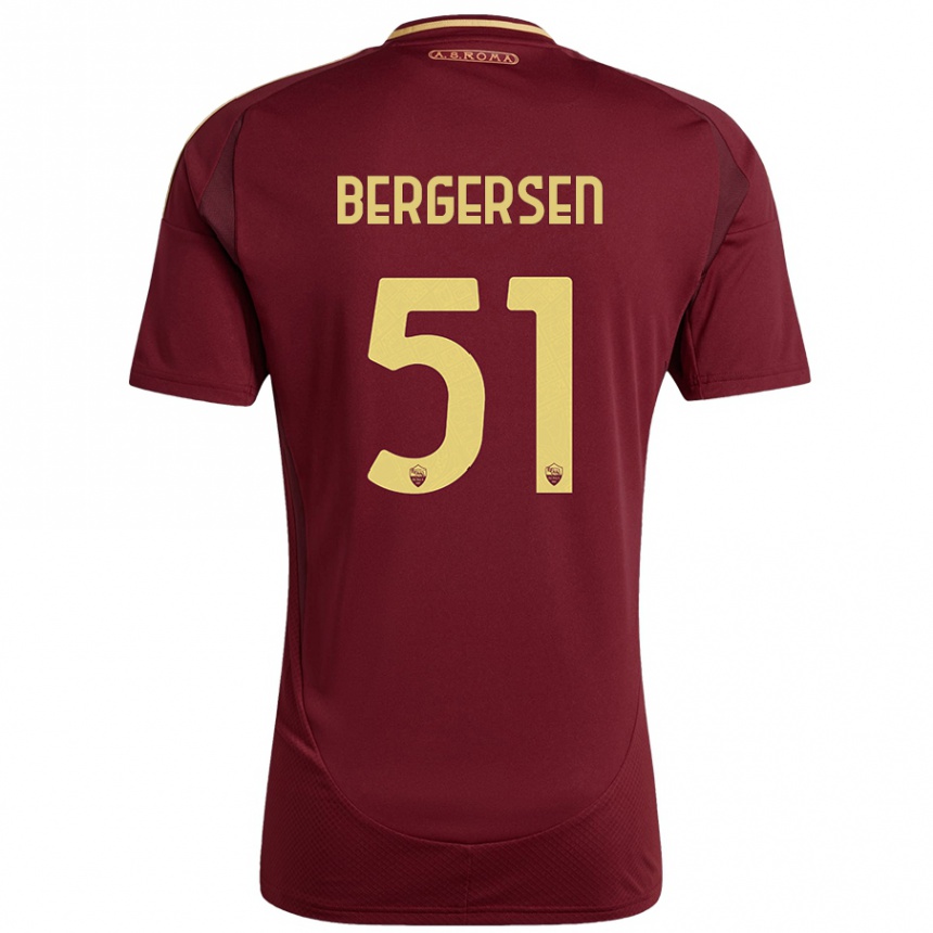 Kids Football Mina Bergersen #51 Red Brown Gold Home Jersey 2024/25 T-Shirt Australia