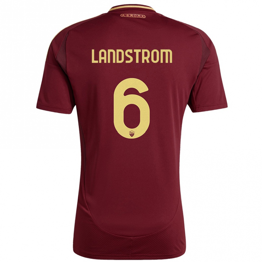 Kids Football Elin Landstrom #6 Red Brown Gold Home Jersey 2024/25 T-Shirt Australia