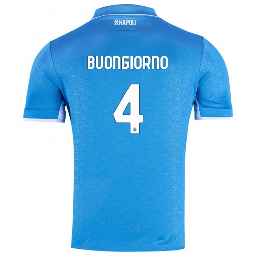 Kids Football Alessandro Buongiorno #4 Sky Blue Home Jersey 2024/25 T-Shirt Australia