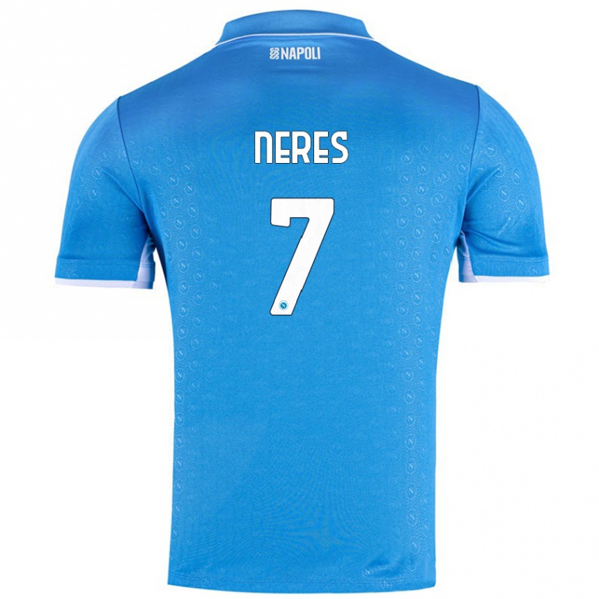 Kids Football David Neres #7 Sky Blue Home Jersey 2024/25 T-Shirt Australia