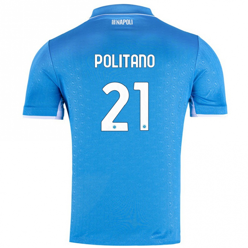 Kids Football Matteo Politano #21 Sky Blue Home Jersey 2024/25 T-Shirt Australia