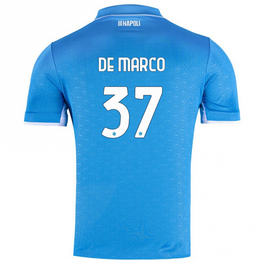 Kids Football Francesco De Marco #37 Sky Blue Home Jersey 2024/25 T-Shirt Australia