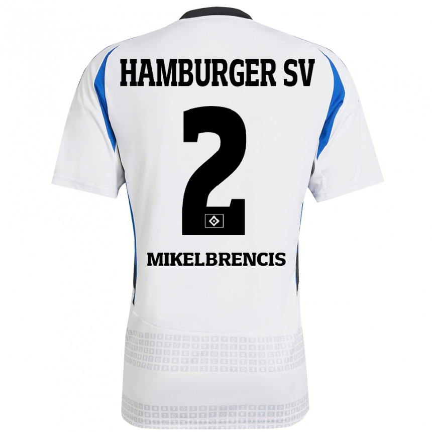 Kids Football William Mikelbrencis #2 White Blue Home Jersey 2024/25 T-Shirt Australia