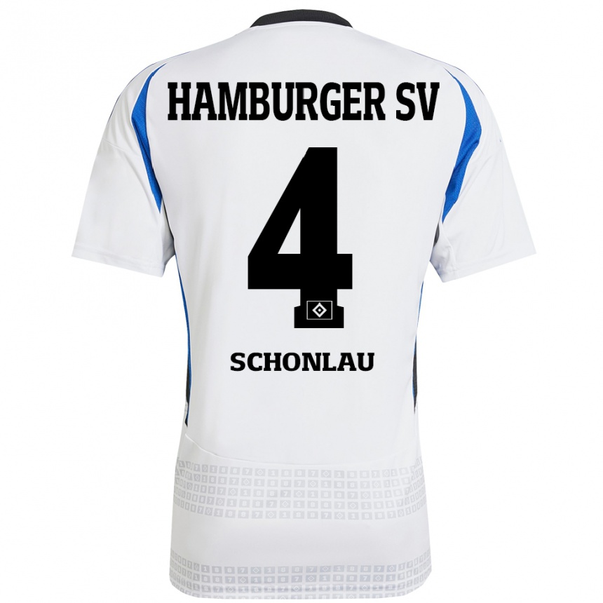 Kids Football Sebastian Schonlau #4 White Blue Home Jersey 2024/25 T-Shirt Australia