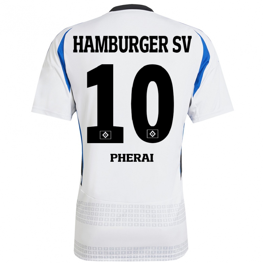 Kids Football Immanuel Pherai #10 White Blue Home Jersey 2024/25 T-Shirt Australia