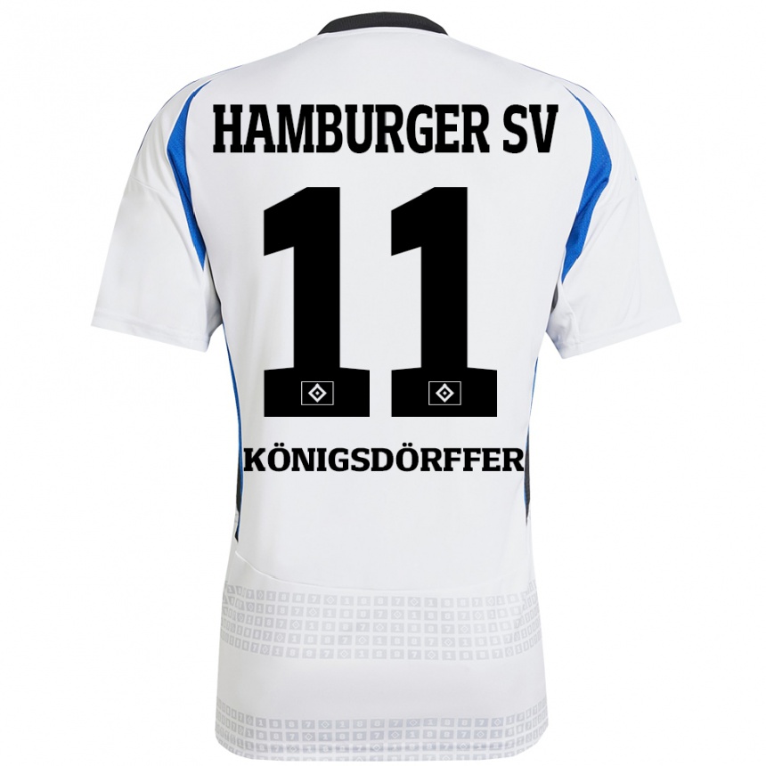 Kids Football Ransford Königsdörffer #11 White Blue Home Jersey 2024/25 T-Shirt Australia