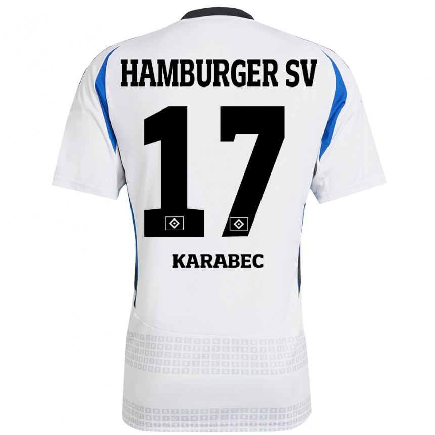 Kids Football Adam Karabec #17 White Blue Home Jersey 2024/25 T-Shirt Australia