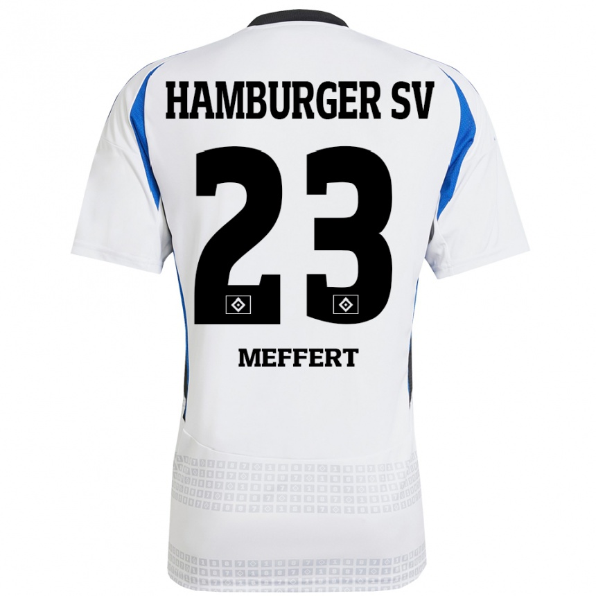 Kids Football Jonas Meffert #23 White Blue Home Jersey 2024/25 T-Shirt Australia