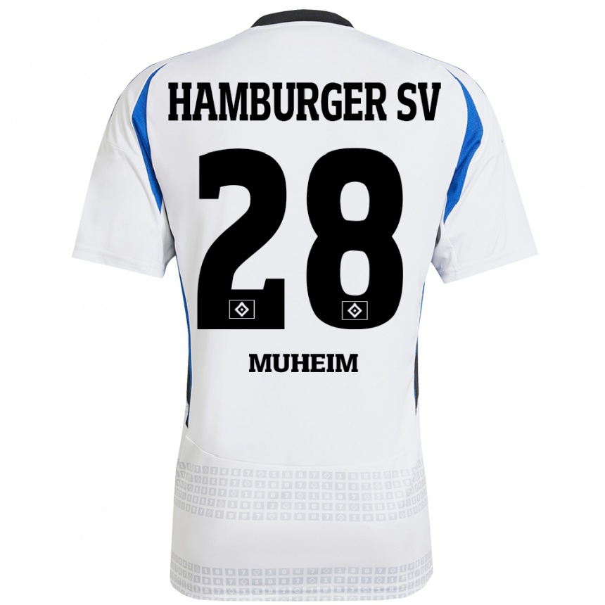 Kids Football Miro Muheim #28 White Blue Home Jersey 2024/25 T-Shirt Australia