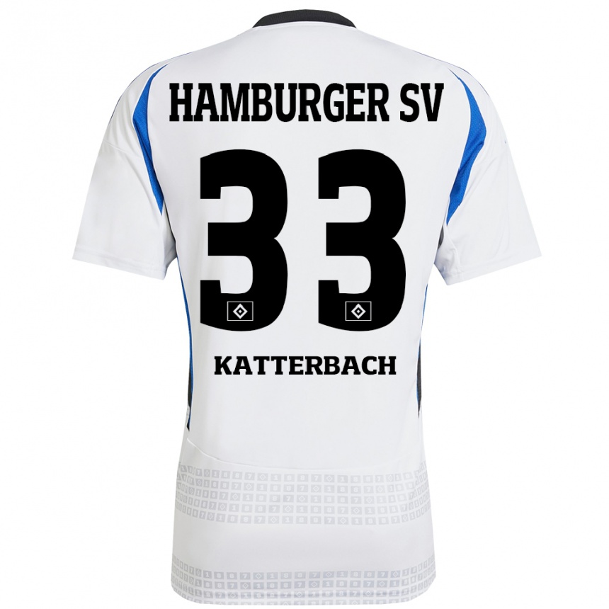 Kids Football Noah Katterbach #33 White Blue Home Jersey 2024/25 T-Shirt Australia