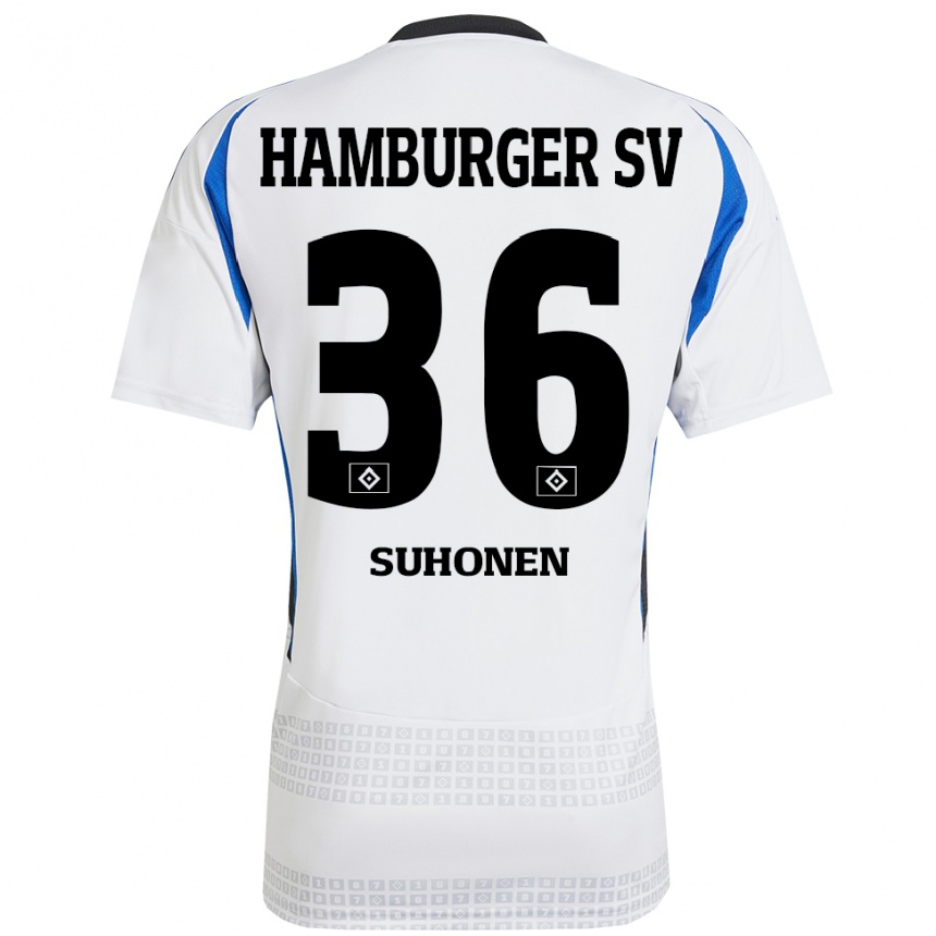 Kids Football Anssi Suhonen #36 White Blue Home Jersey 2024/25 T-Shirt Australia