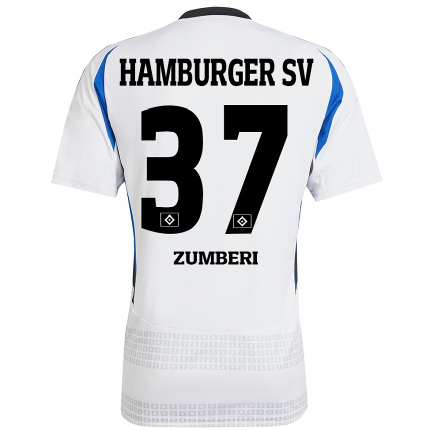 Kids Football Valon Zumberi #37 White Blue Home Jersey 2024/25 T-Shirt Australia