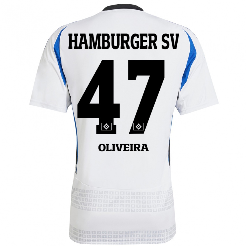 Kids Football Nicolas Oliveira #47 White Blue Home Jersey 2024/25 T-Shirt Australia