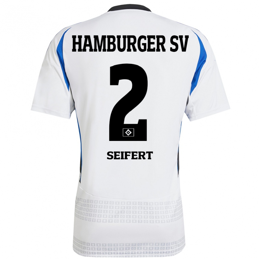 Kids Football Luis Seifert #2 White Blue Home Jersey 2024/25 T-Shirt Australia