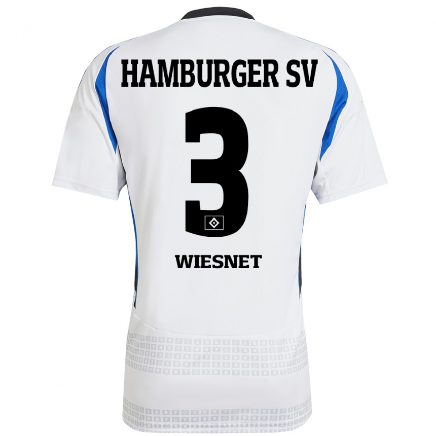 Kids Football Melvin Wiesnet #3 White Blue Home Jersey 2024/25 T-Shirt Australia