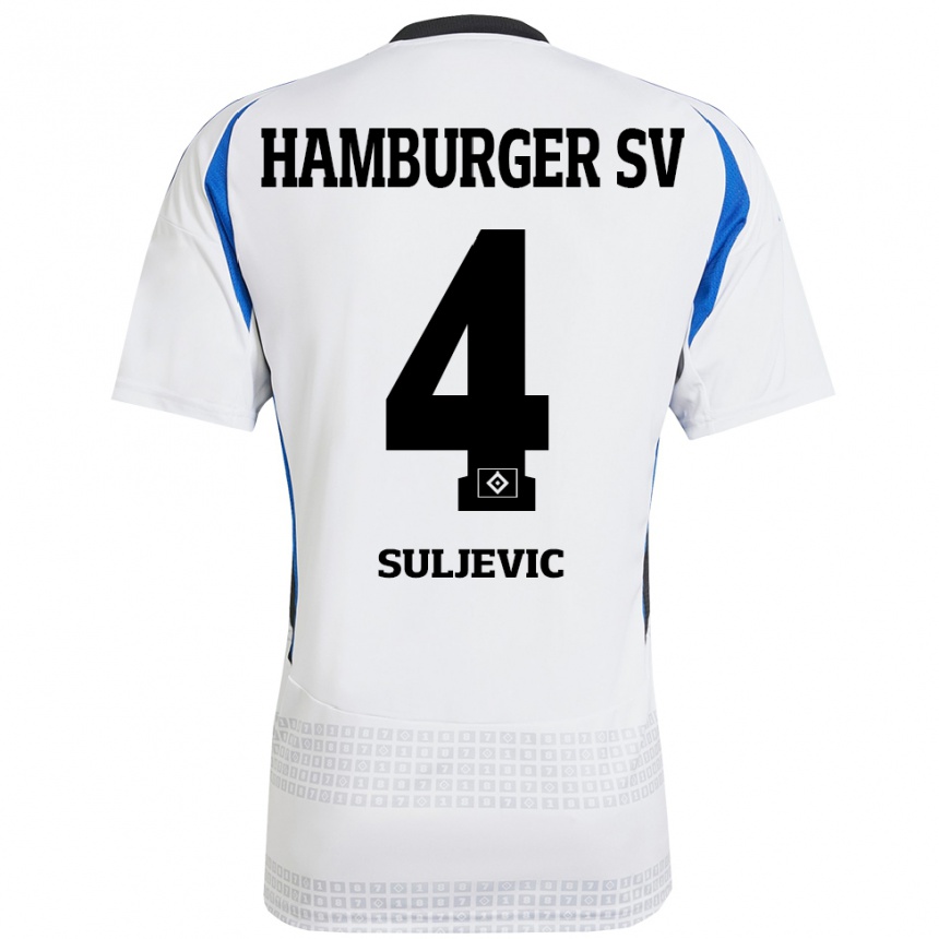 Kids Football Almin Suljevic #4 White Blue Home Jersey 2024/25 T-Shirt Australia