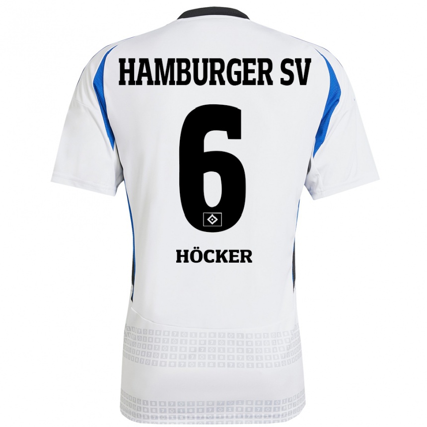 Kids Football Tiziano Höcker #6 White Blue Home Jersey 2024/25 T-Shirt Australia