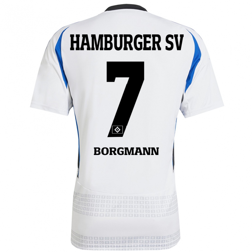 Kids Football Marcus Borgmann #7 White Blue Home Jersey 2024/25 T-Shirt Australia