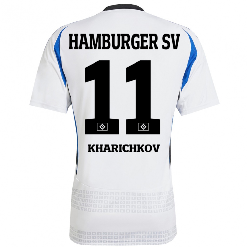 Kids Football Valentyn Kharichkov #11 White Blue Home Jersey 2024/25 T-Shirt Australia